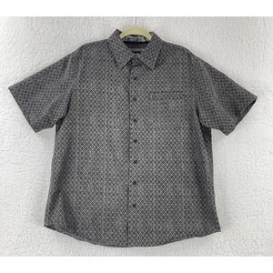 Toes On The Nose Button-Up‎ Shirt Mens Large Brown Geo Print Dream Fit Casual